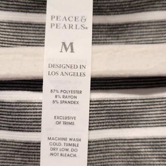 NWT Peace & Pearls Reversible Striped Dress Size M White Gray Bodycon Stretchy - Picture 3 of 8